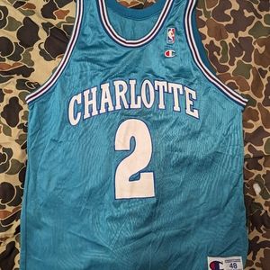 Vintage Champion NBA Jersey, Charlotte Hornets Larry Johnson, Size 48